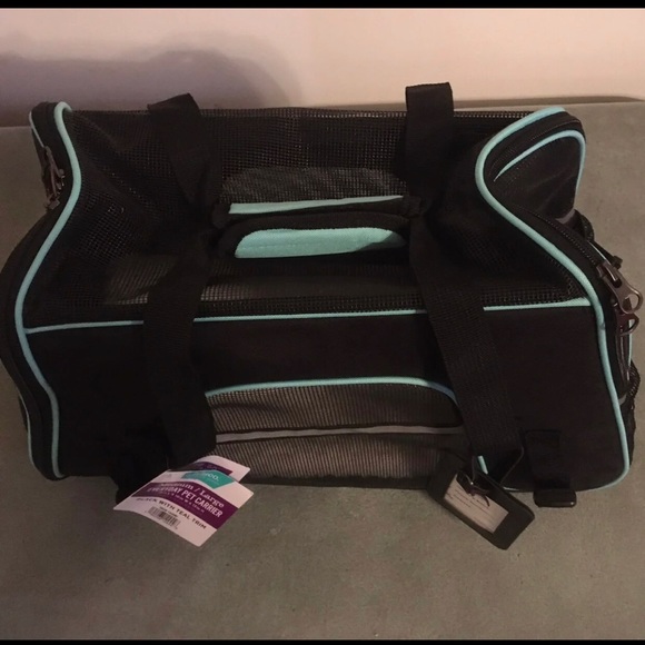 Frisco Basic Pet Carrier Bag Black with Turquoise Trim Black Sz. Med-Lg - Picture 3 of 9